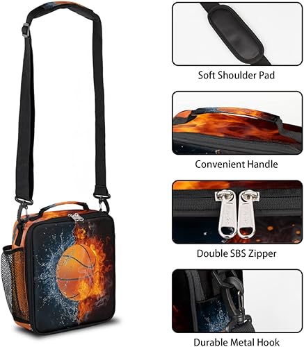 Miniatura 8 de Lonchera térmica para niños y niñas, bolsas de almuerzo reutilizables con correa ajustable para el hombro y soporte para botella de agua para niños