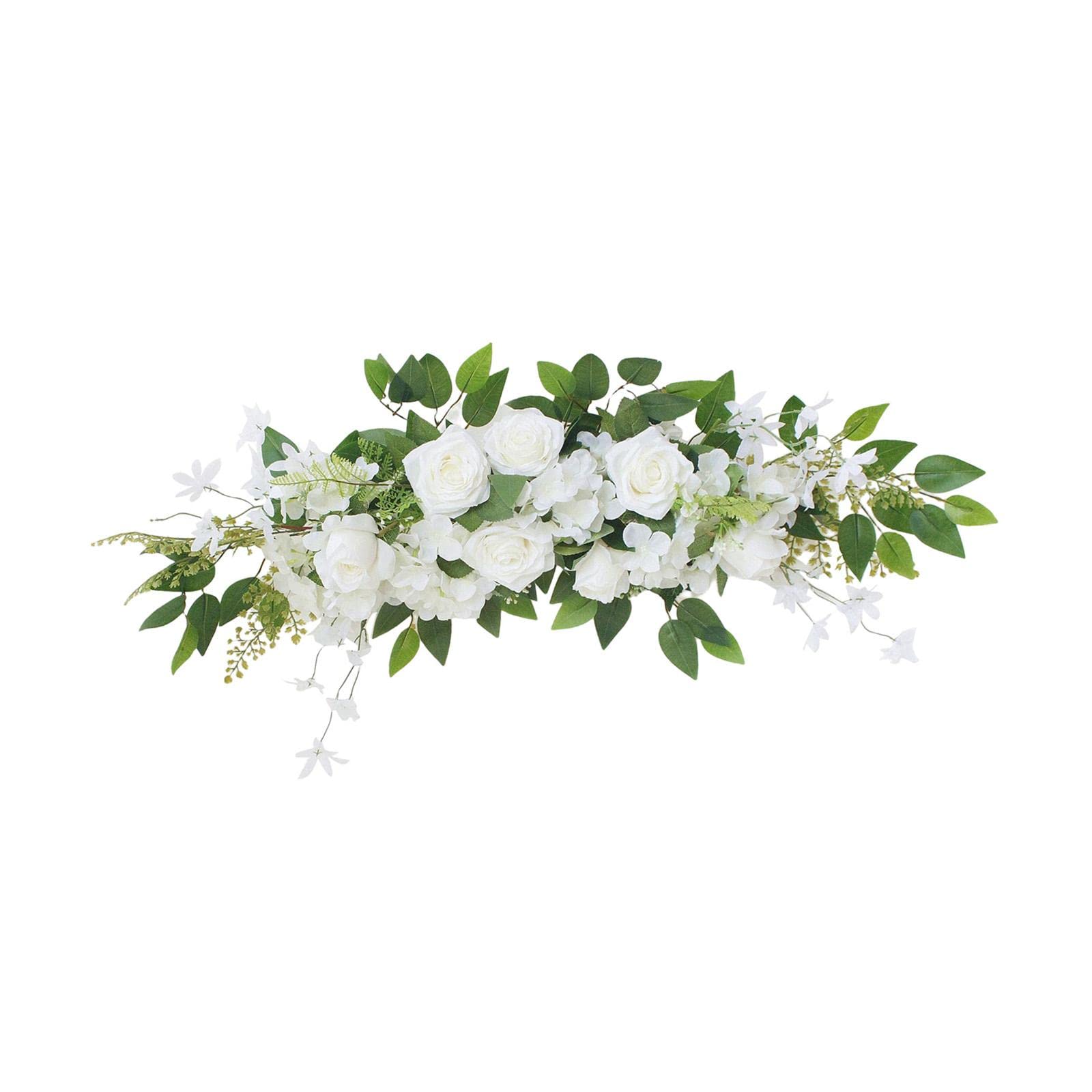 Guirnalda de Rosas Artificiales con Detalles de Hojas y Cinta Adorno Colgante Decorativo para Puerta Pared Ventana Indicada para Bodas Cumpleaños