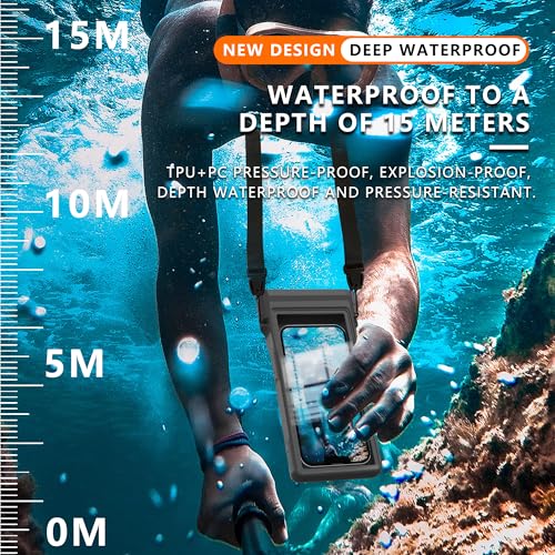 GOLDJU Waterproof Phone Case, Underwater Diving Phone Case for Snorkeling,IPX8 Waterproof Phone Pouch with Lanyard for Apple iPhone,Samsung,and up to 7.0",Beach Cruise Ship Travel Essentials - Black by GOLDJU - Image 3