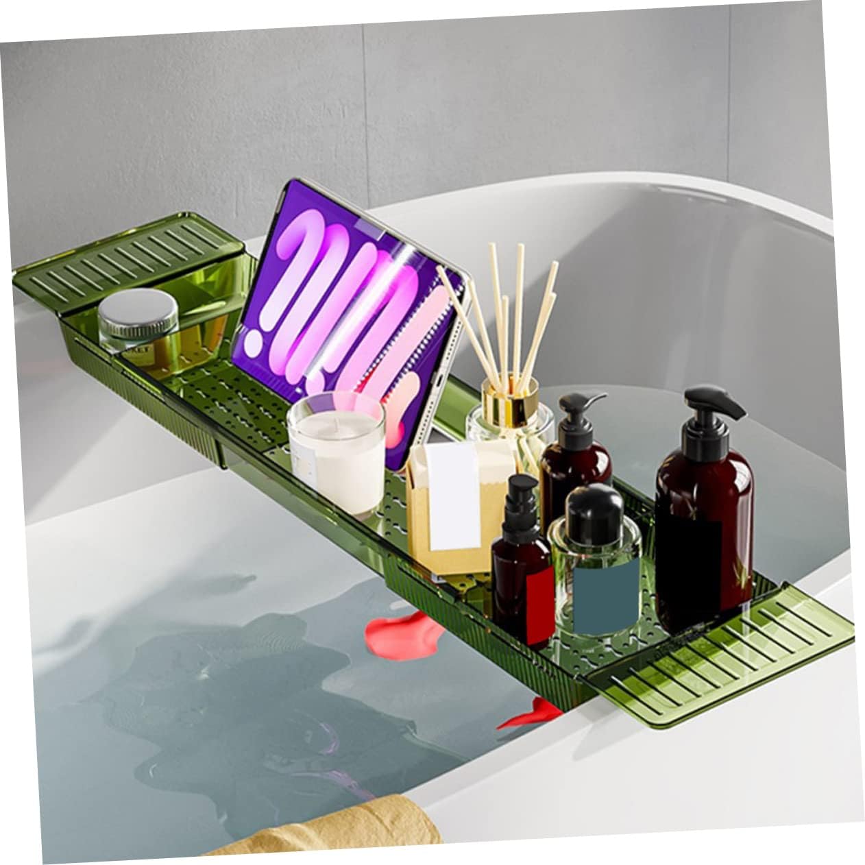 Bathtub Tray Table Expandable Bath Tub Accessory Boys and Girls Bathroom Decor Slip-Resistant Mobile Phone Tablet Holder