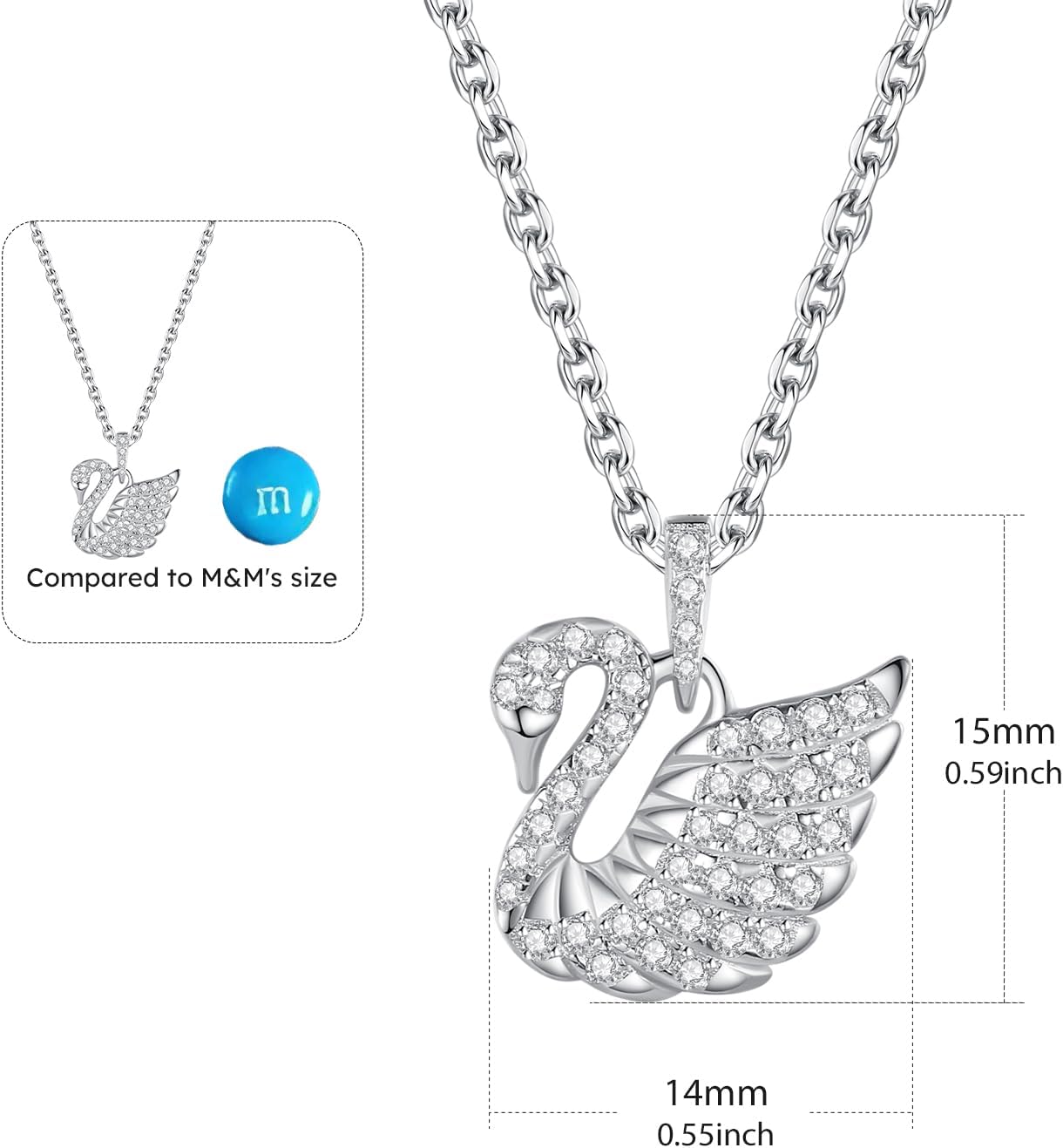 VIKI LYNN 925 Sterling Silver Cubic Zirconia Elegant Swan Pendant Necklace for Women - Image 7