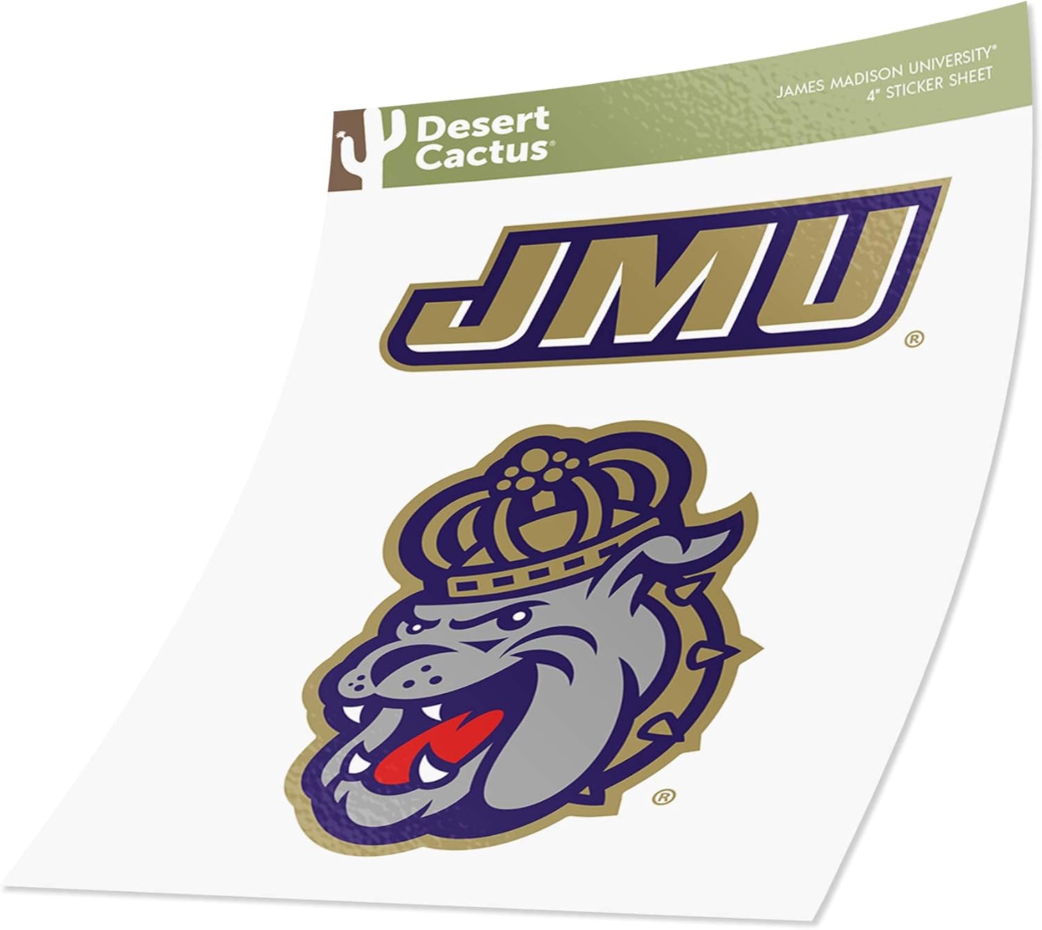 Desert Cactus James Madison University Sticker James Madison Dukes Vinyl Decal Laptop Water Bottle Car Scrapbook Sheet (4 Inch Set V1)
