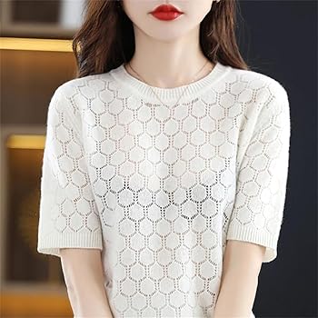 Damen Pullover Schwarz Kurzarm - Lockere Passform Rundhals Aus Polyester