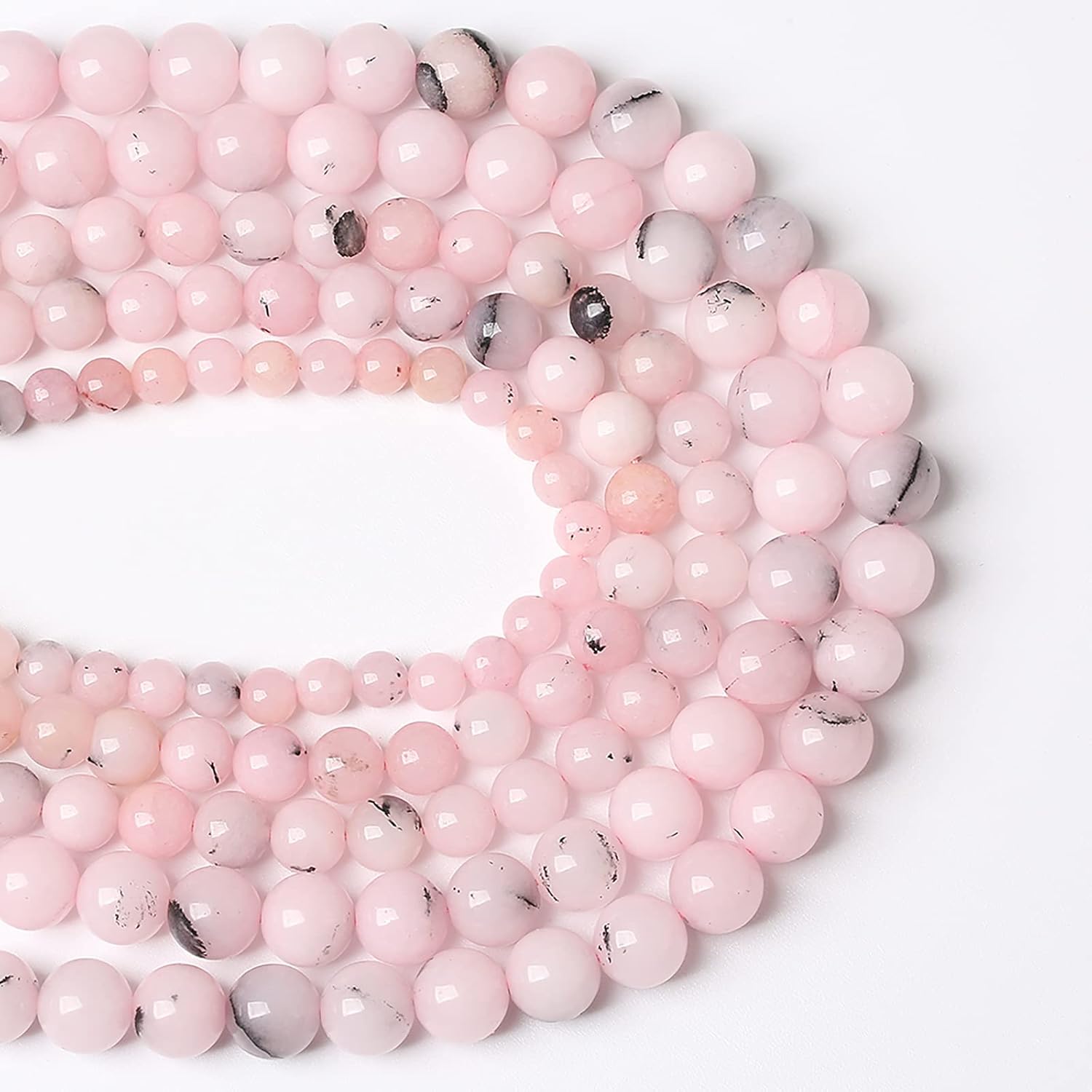 60pcs 6mm Natural Pink Opal Jades Stone Beads Round Loose Spacer Beads for Jewelry Making DIY Bracelets Crystal Energy Healing Power Stone (6mm, Pink Opal Stone) - Image 3