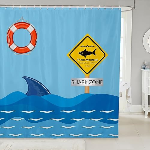 Cortina decorativa de ducha con temática de tiburón, tela de poliéster impermeable, cortina de baño para el hogar, decoración de baño, cortina