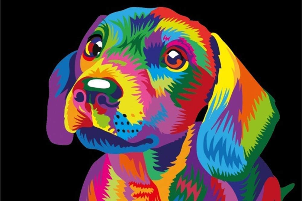Paint by Number, Adults and Children Beginners, Canvas Oil Painting kit, 16X20 inches with Brush and Acrylic Paint. (Dog)