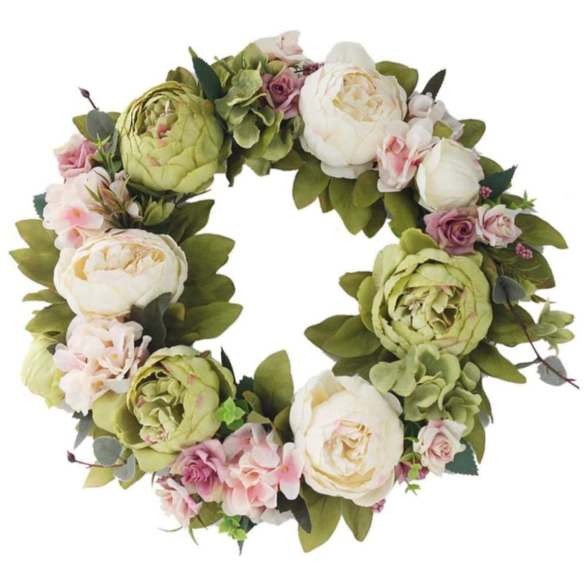 CAKEEYUM Wreath Hanging Artificial Flower Decorated Wreath Peony for Front Door Wall Window Wedding Party Decoration, Door, Flower, Wall Decoration, Hanging Artificial