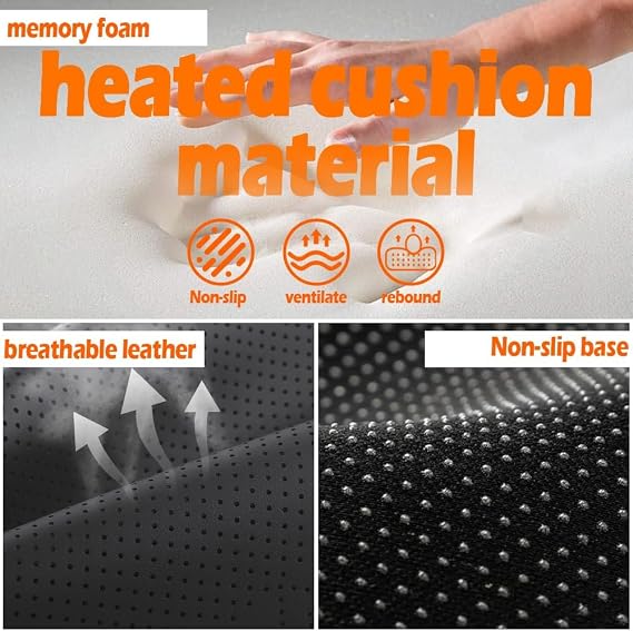USB Heated Seat Cushion Battery Heated Outdoor Chair Cushion Heated Seat Pad for Camping Stadium Office Wheelchair or Home (Battery Not Included) (Black)
