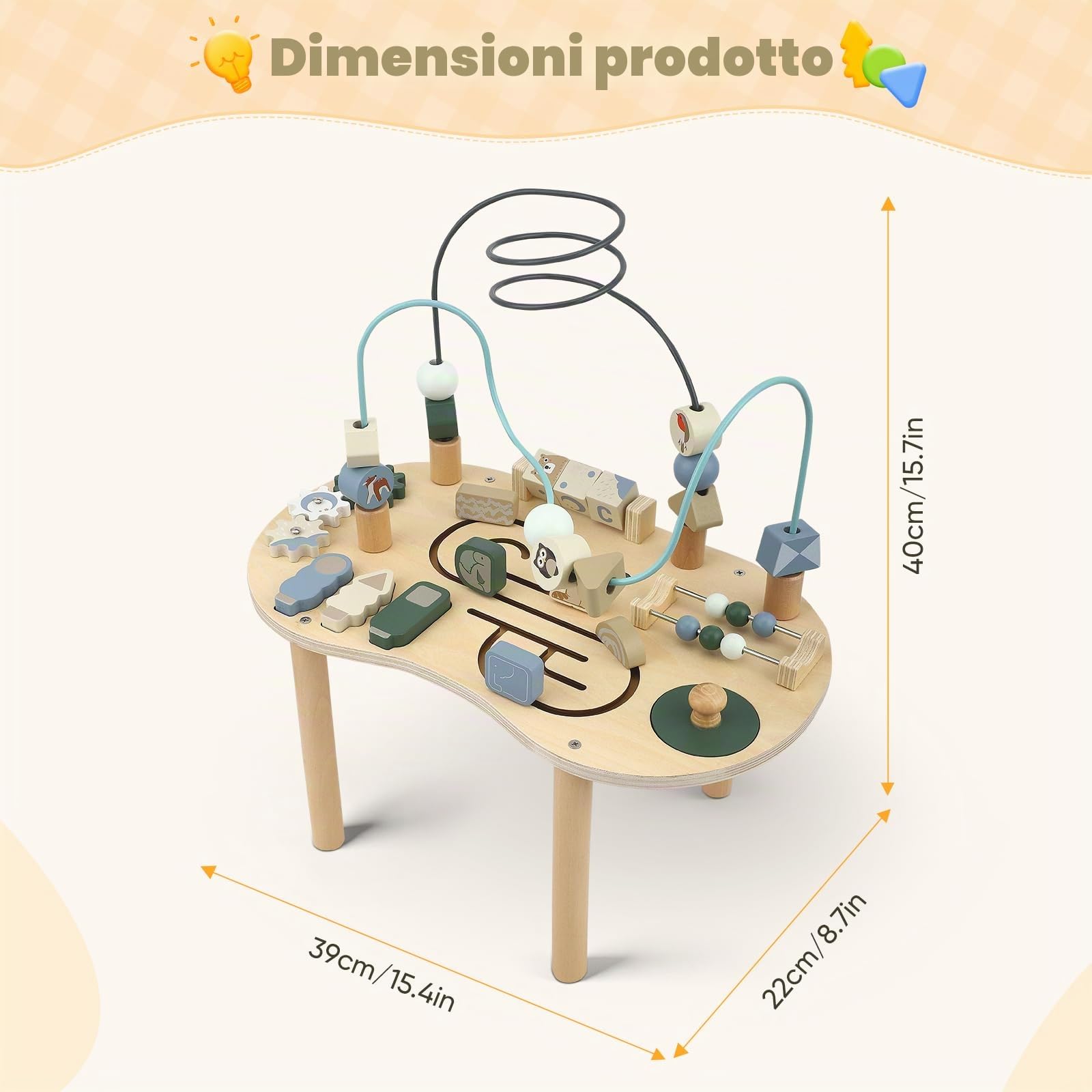 Tavolo attività in legno per bambini Baby Montessori Giocattoli 7 in 1 Tavolo da gioco a partire dai 3 anni in su, Activity Center Baby, per neonati, regalo per ragazze e ragazzi