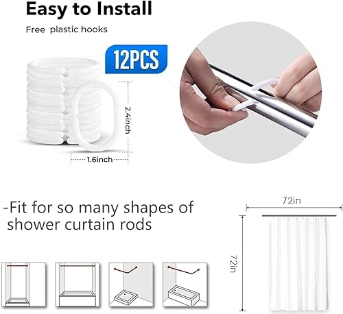 Miniatura 6 de AAtter Cortina de ducha náutica de playa, diseño de pesca para niños, adolescentes, azul marino, blanco, costero, tema playero, océano, mar, lago,