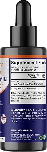 Miniatura 4 de Vitamatic Gotas líquidas de melatonina de 20 mg  2 onzas líquidas (2.0 fl oz)  Sabor natural a bayas  para adultos  Sin OMG  Suplemento vegetariano