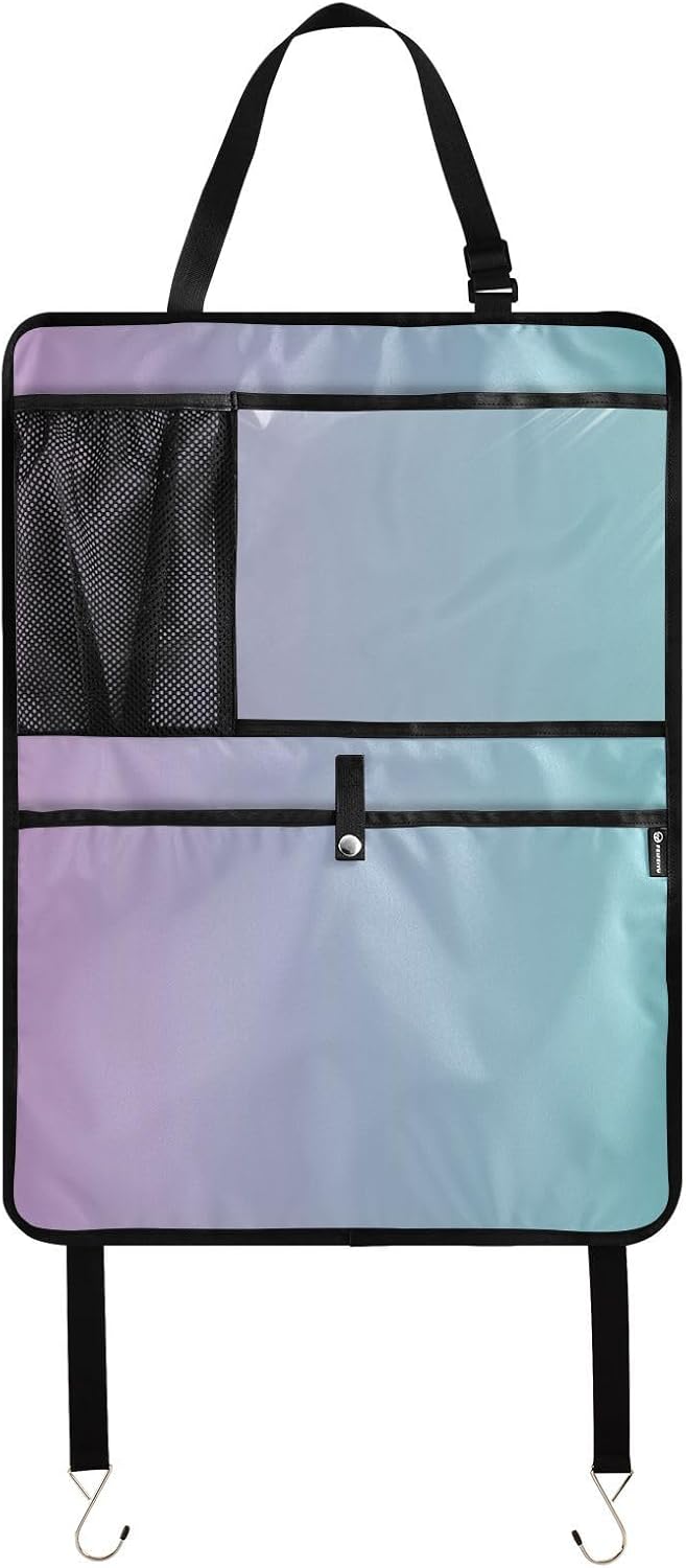 Blue Gradient Car Backseat Organizer for Kids Kick Mats Seat Back Protector with Storage Pockets for Travel Car Accessories Road Trip 2 Pack