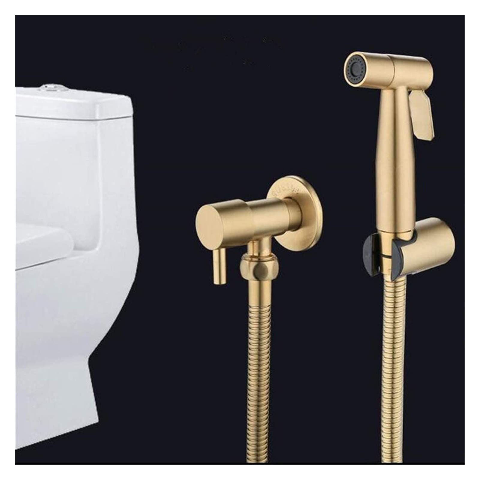 Sistemi di doccetta per WC, Rubinetto per Vasca, doccetta Portatile, Kit per WC con Doccia, Spazzola, Set di valvole in Rame Dorato, Rubinetto JetFaucet