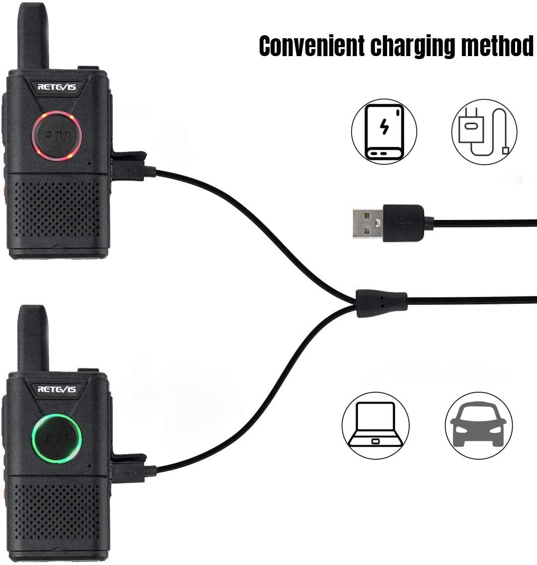 Retevis RT618 Mini Walkie Talkie Aufladbar, Professionelles PMR446-Lizenz Funkgerät mit Headset, Dual-PTT-Funkgeräte Set für Familien, Camping, Business (Schwarz, 4Stück)