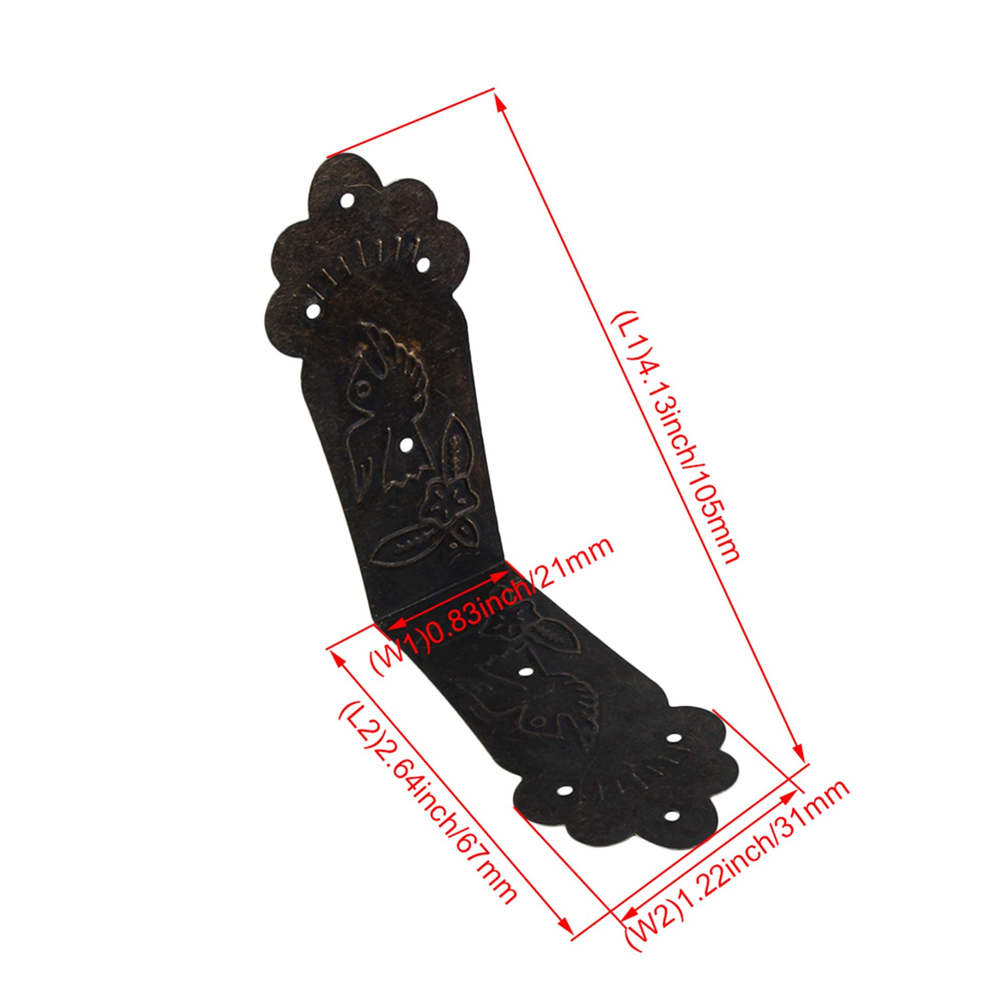Lot de 20 Boîte en métal Coin Protector Edge protection de sécurité décoratifs Bronze Tone 110 mm x 26 mm, bronze
