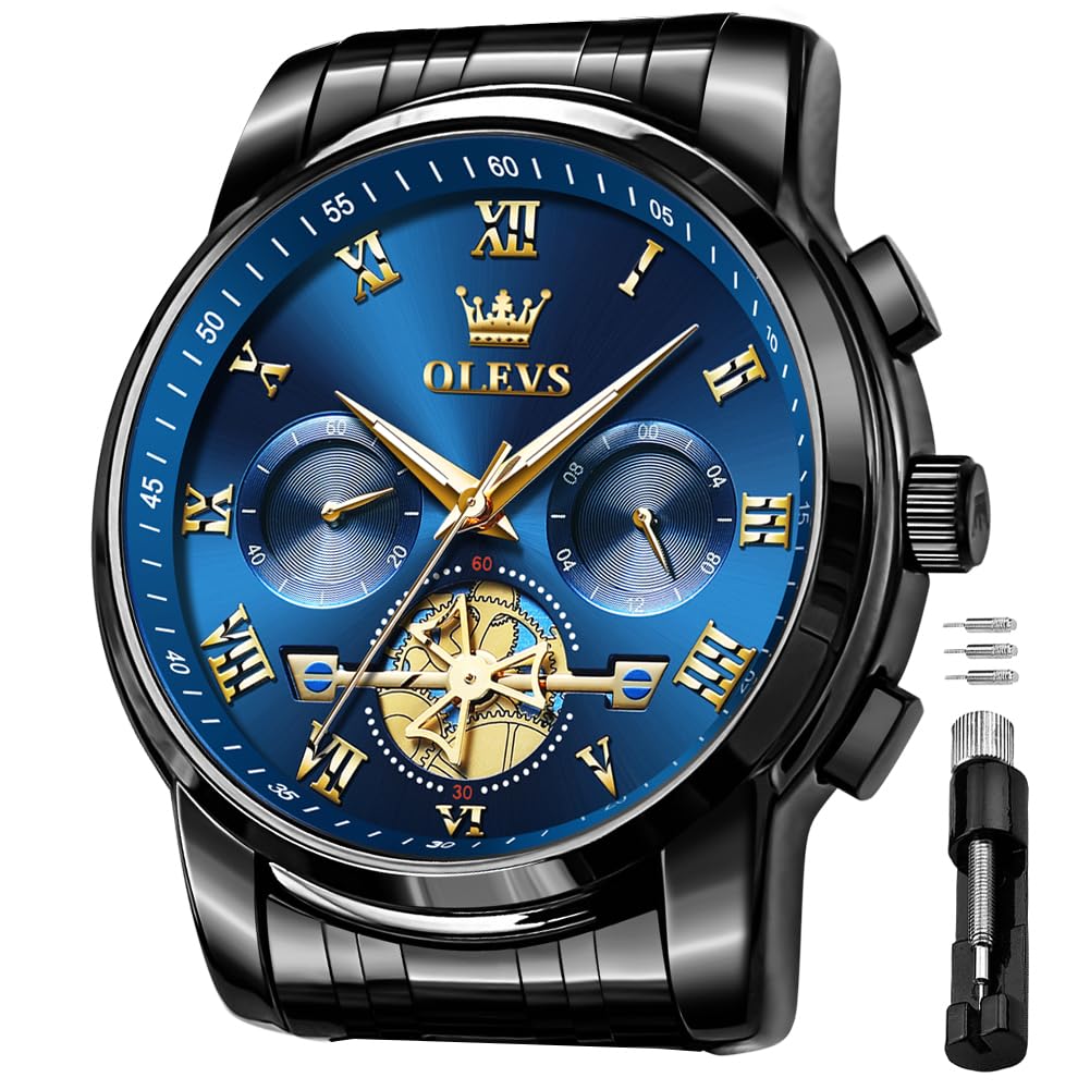 OLEVSWatch for Men Diamond Business Dress Analog Quartz Stainless Steel Waterproof Luminous Date Two Tone Luxury Casual Wrist Watch