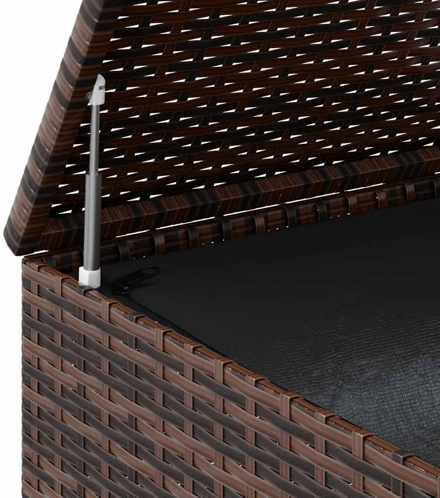 Cushion Box Brown PE rattan with powder-coated steel frame, 57.1 x 39.4 x 40.6 in, outdoor storage box waterproof for patio, deck box, storage chest, delivery boxes for outside