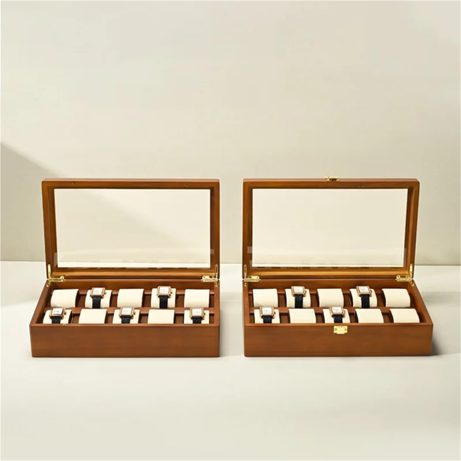 Portaorologi in Legno Massello Organizzatore di gioielli in legno con scatola for orologi a 10 scomparti