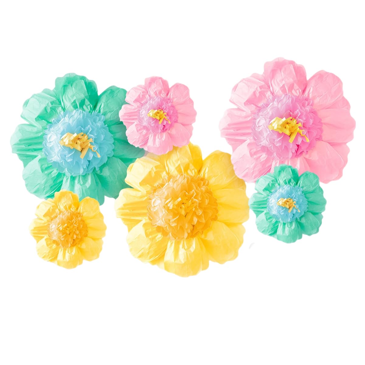 Mausouca 6pcs Tissue Paper Flowers Decorations for Wall,Handcrafted Large 3D Paper Artificial Flowers for Nursery Room, Wedding Baby Shower Birthday Party Backdrop and Home Decoration