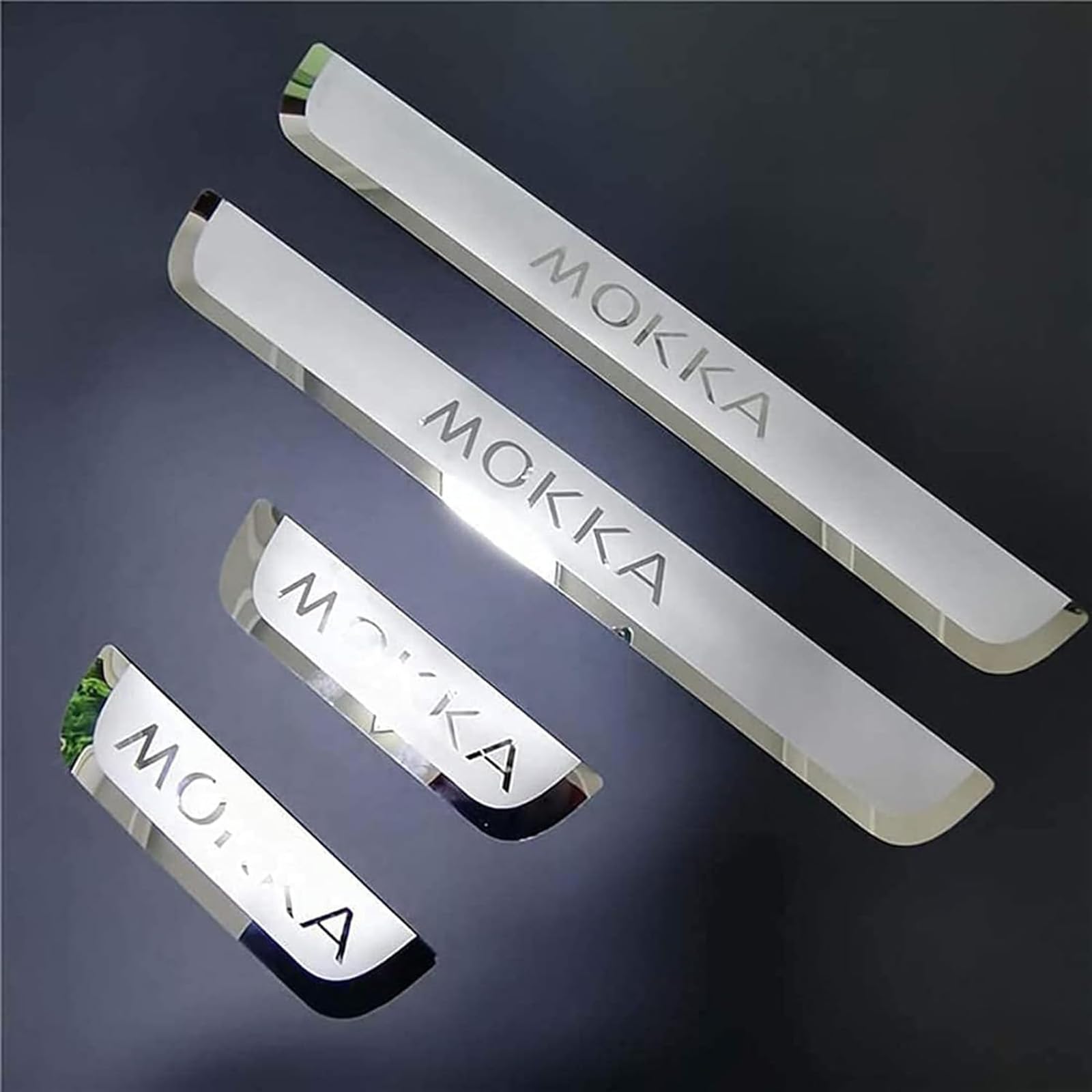 KLHYWEN 4pcs Car Door Sill Protector Strips Stainless Steel Threshold Protective Film Kick Plate Cover Sticker for Op-EL Vauxhall Mokka Car Accessories,Silver