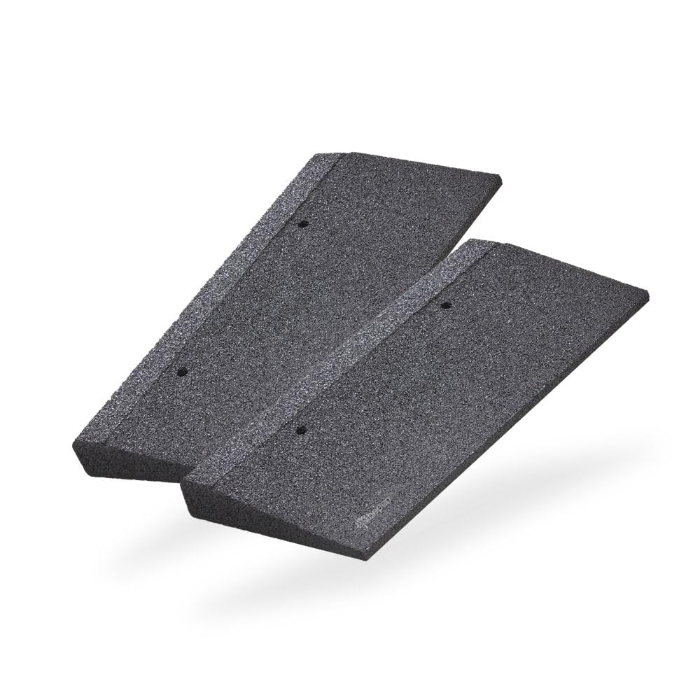 bepco Lot de 2 rampes de Trottoir (L x l x H) : 50 x 25 x 5 cm - en Caoutchouc (Noir) - avec rondelles intégrées à la Rampe pour la Fixation