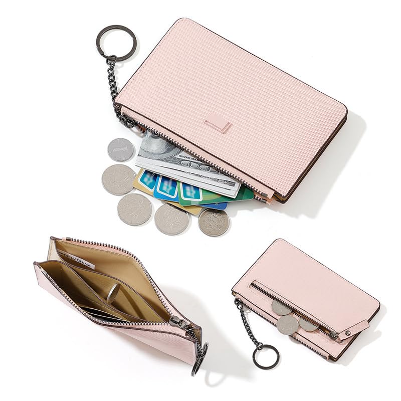 Custom Slim Thin Wallet Womens Small Compact Zipper with Key Ring, Personalized Pocket Wallet Ladies Mini Purse,Golden Name Minimalist Wallet, Large Capacity & Fashion Gift for Women4