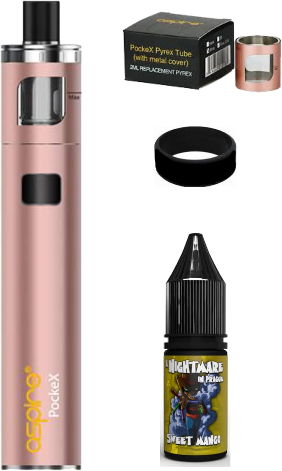 Aspire PockeX Starter Kit AIO All In One ECigarrette Vape Device ROSE GOLD + Replacement Glass