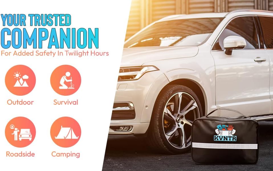 Miniatura 7 de Kit de emergencia para coche de carretera  Kit de emergencia para coche con cables de puente, bengalas LED, inflador de neumáticos, kit de primeros