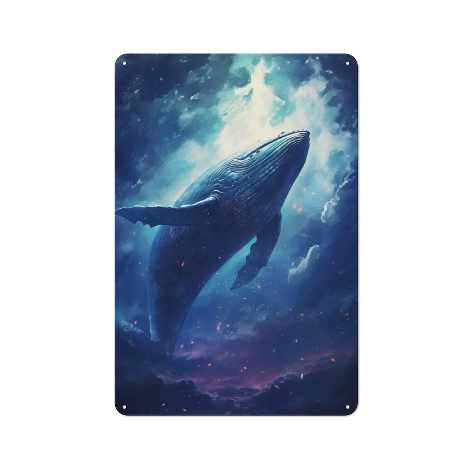 Junmoney Cosmic Skywhale Tin Wall Plaque 30X20cm With For Studio Or Craft Room, Suited To Craft Room Decorators
