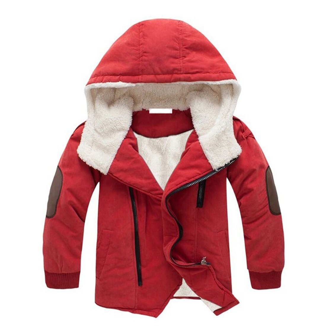 Gaorui Boys Winter Hooded Down Coat Jacket Thick Wool Inside Kids Warm Faux Fur Outerwear Coat