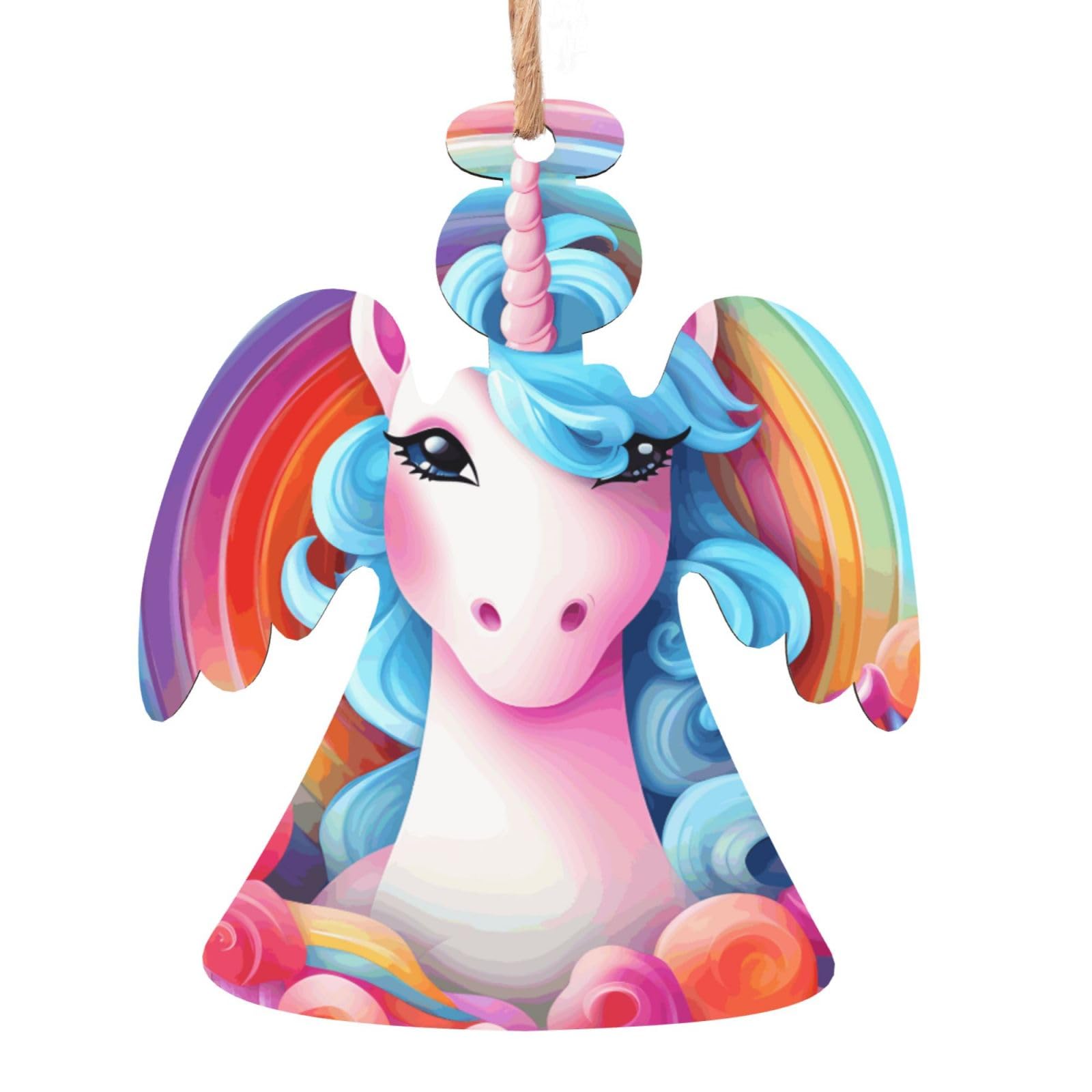 Rainbow Unicorn Wooden Christmas Decorations Printed Wooden Decorations Suitable for Christmas Trees Party Decorations