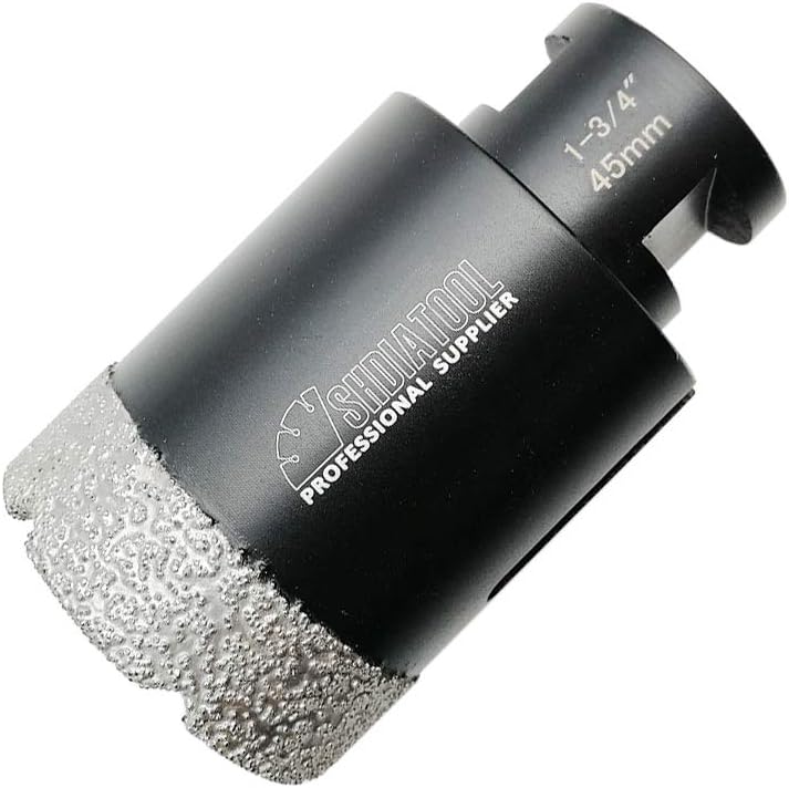 SHDIATOOL 1-3/4 Inch Diamond Core Drill Bit for Porcelain, Ceramic Tile, Marble, Brick – Vacuum Brazed Hole Saw, 45mm, 5/8-11 Thread, Wet/Dry Drilling