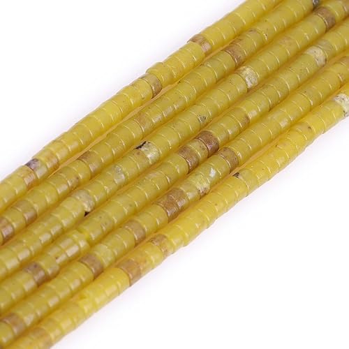 Gem-Inside - Cuentas redondas de jade amarillo de 0.079 x 0.157 in para hacer joyas, cuentas de piedras preciosas de superficie lisa, cuentas de
