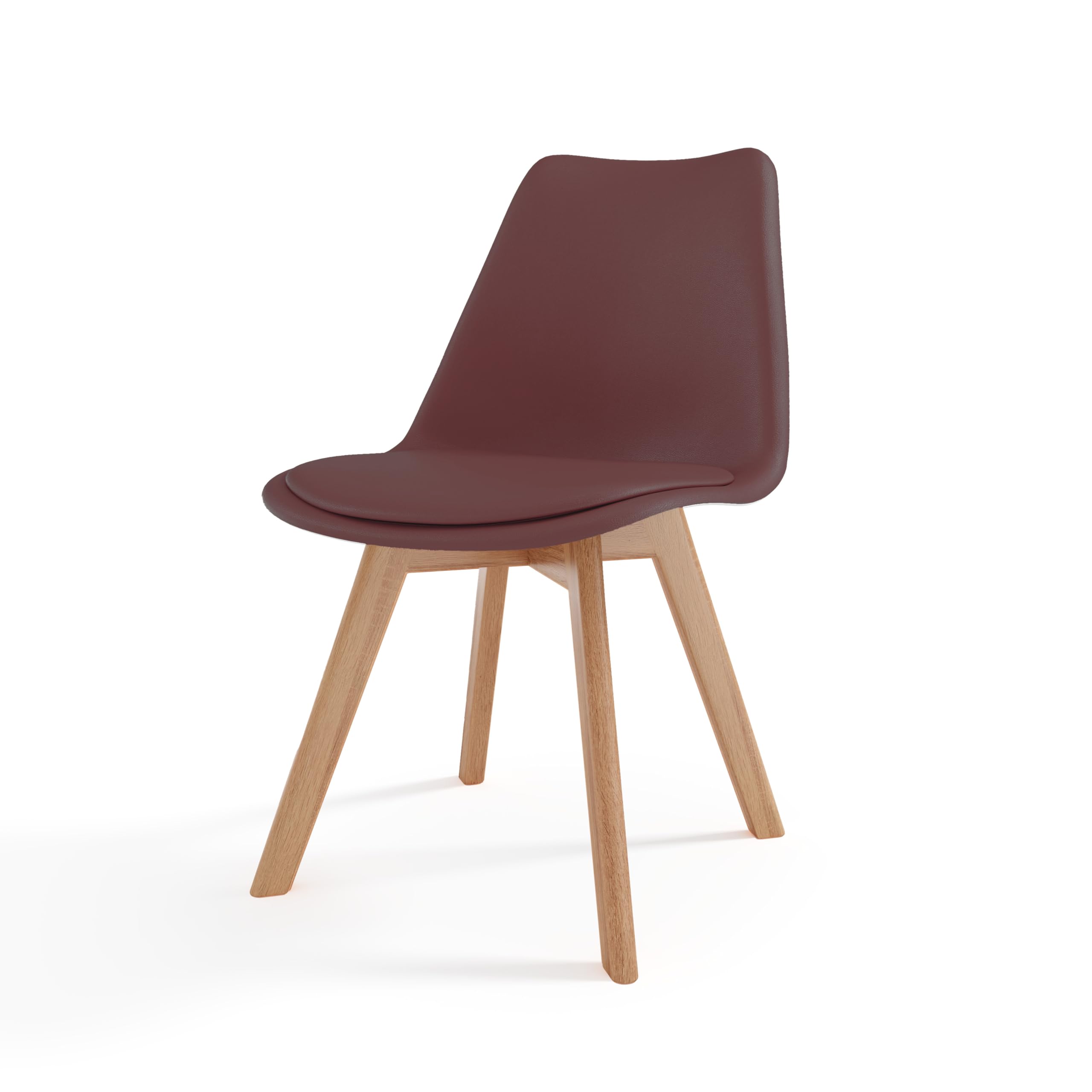 Arreditaly Set Di 4 Sedie Per Sala Da Pranzo Ufficio Con Gambe In Faggio Legno Massello Massiccio Stile Nordico Scandinavo Comoda Seduta Imbottita Ideale Per Soggiorno Sala Riunione (Rosso Cremlino)
