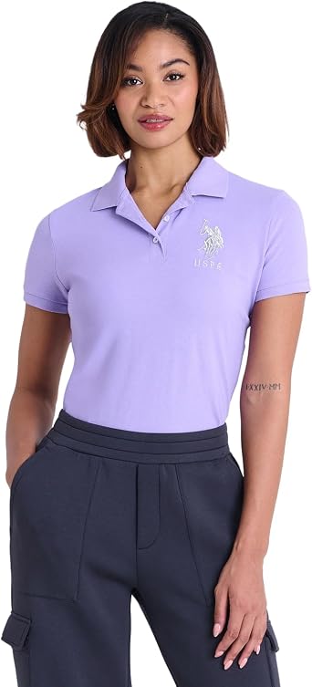 U.S. POLO ASSN. Womens Metallic Print Polo Shirt