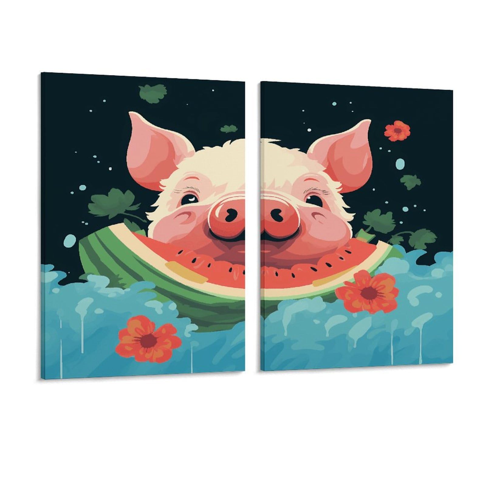 Adfgyerh Style Smiling (24) Wall Art，Canvas Material Bright /Wall Decor Of 2, Each 16X12 Inch -Wall Art Set For Living Room Bedroom Gallery Office Home Décor