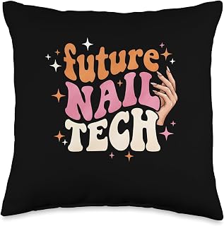 Groovy Future Nail Tech Bold Nail Artist Manicure Career Throw Pillow