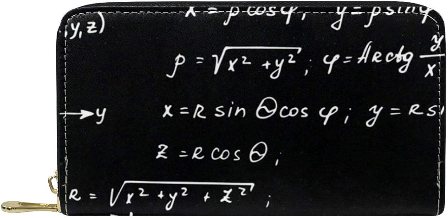 [WOSHJIUK] ラージ ウォレット PU レザー カード ホルダー,幾何学的印刷 数学、女性用と男性用の小銭入れ収納