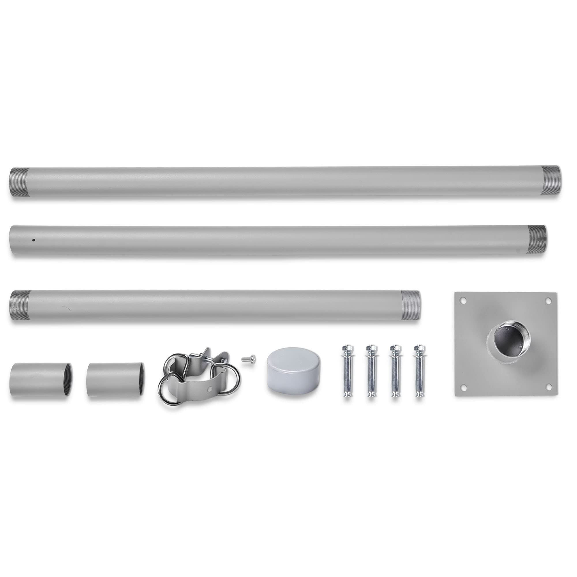 Yescom 10 Ft Sun Shade Sail Pole Post Canopy Awning Deck Patio Backyard with Pole Bracket Clamp Powder Patio Outdoor 121" Silver