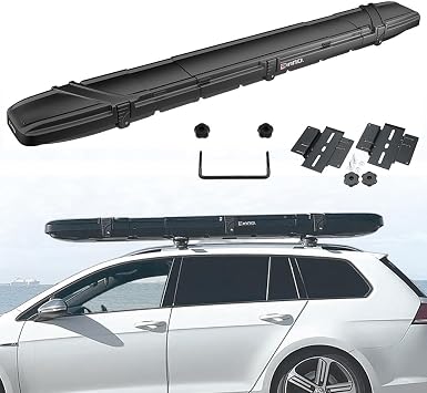 INNO Rod Box 290 Black Memory Mount, Adjustable to Three Different Lengths, with Storage up to 9 ft Fishing rods with reels, Cargo Box, Made in Japan, Tool Free Install