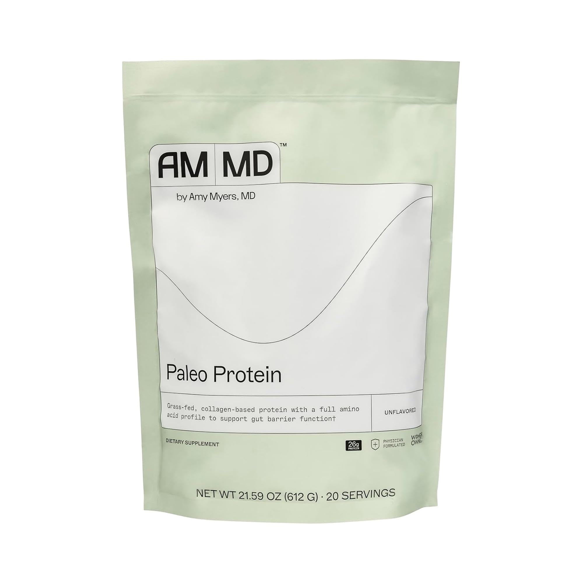 Amy Myers MD The Myers Way Paleo Protein Unflavored - Supports Gut Barrier Function & Daily Protein Needs - Collagen-Based, Grass-Fed - 21.59 oz (20 Servings)