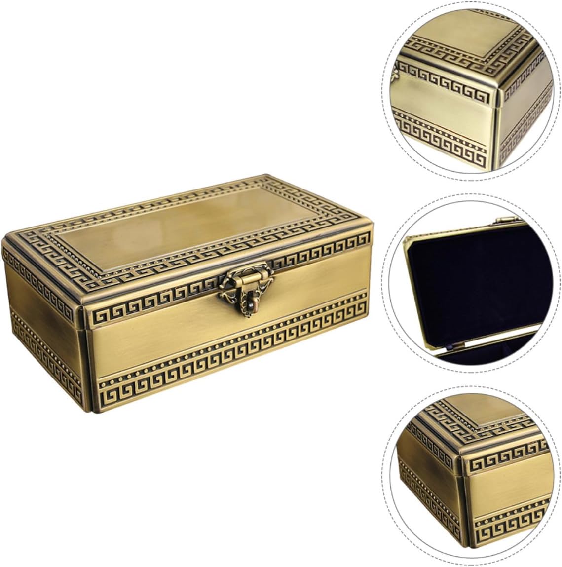 Xmas Retro Treasure Chest Jewelry Box, Vintage Metal Keepsake Organizer