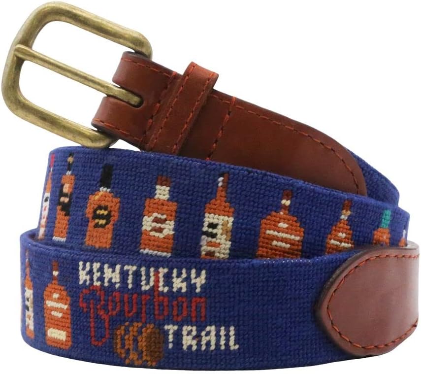 Kentucky Bourbon Trail Needlepoint Belt in Navy by Smathers & Branson
