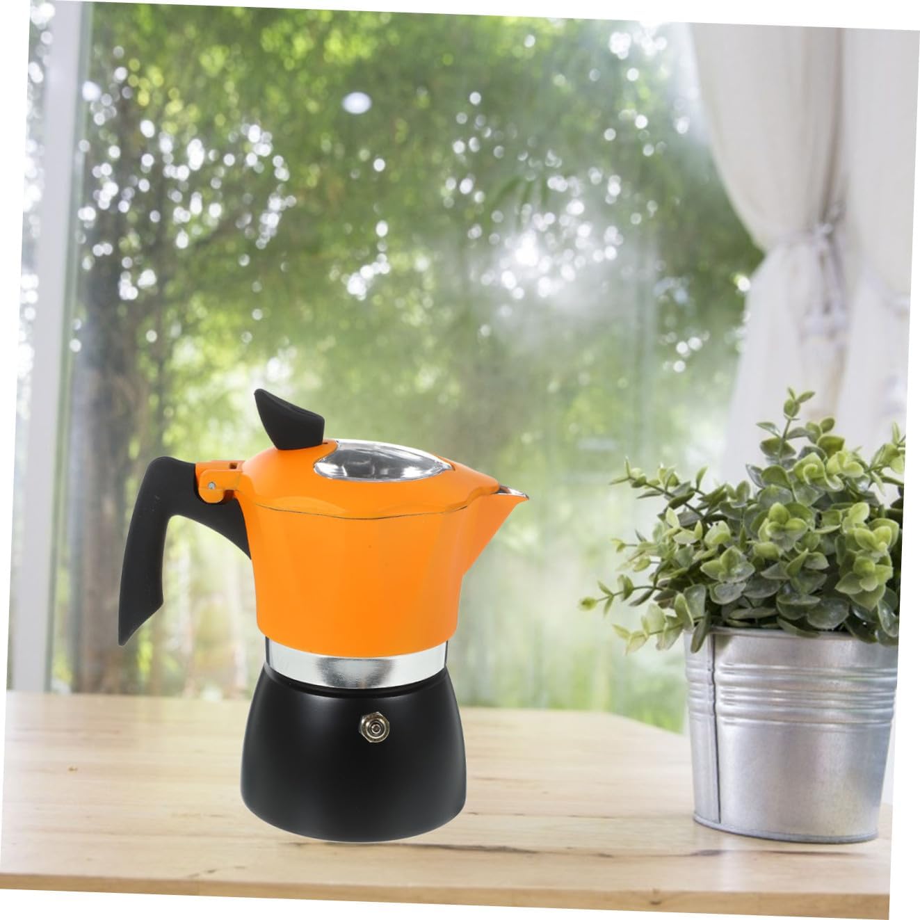 MAGICLULU 1Pc Italian Pot Black Orange Stovetop Coffee Maker for Home Office Cafe Brewing Lightweight and Design for Convenient Espresso Preparation