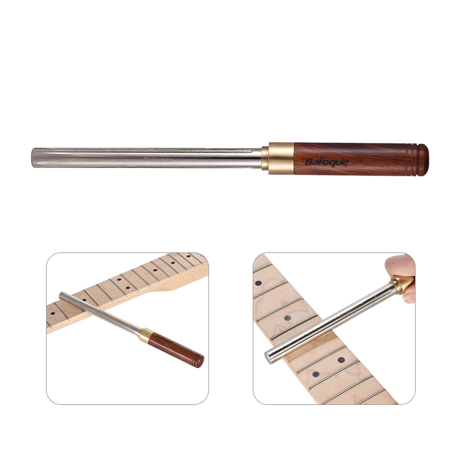 Btuty Lima de metal para guitarra con 3 bordes de tamaño con mango de madera para reparación de guitarra, herramienta de mantenimiento Luthier