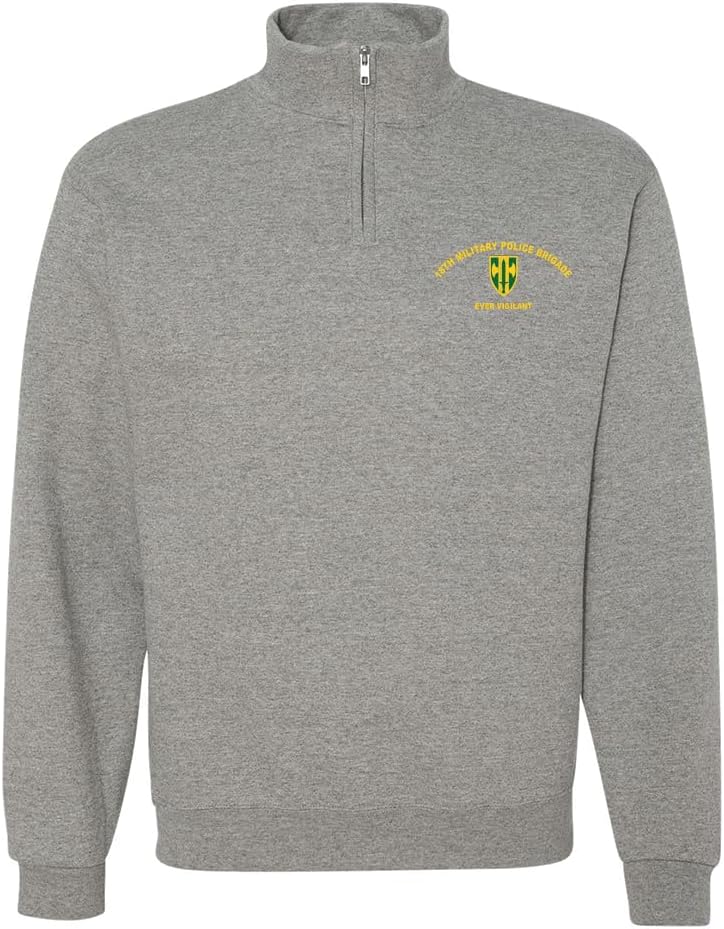 Military Productions US Army 18th Military Police Brigade Quarter Zip Sweatshirt Officially Licensed