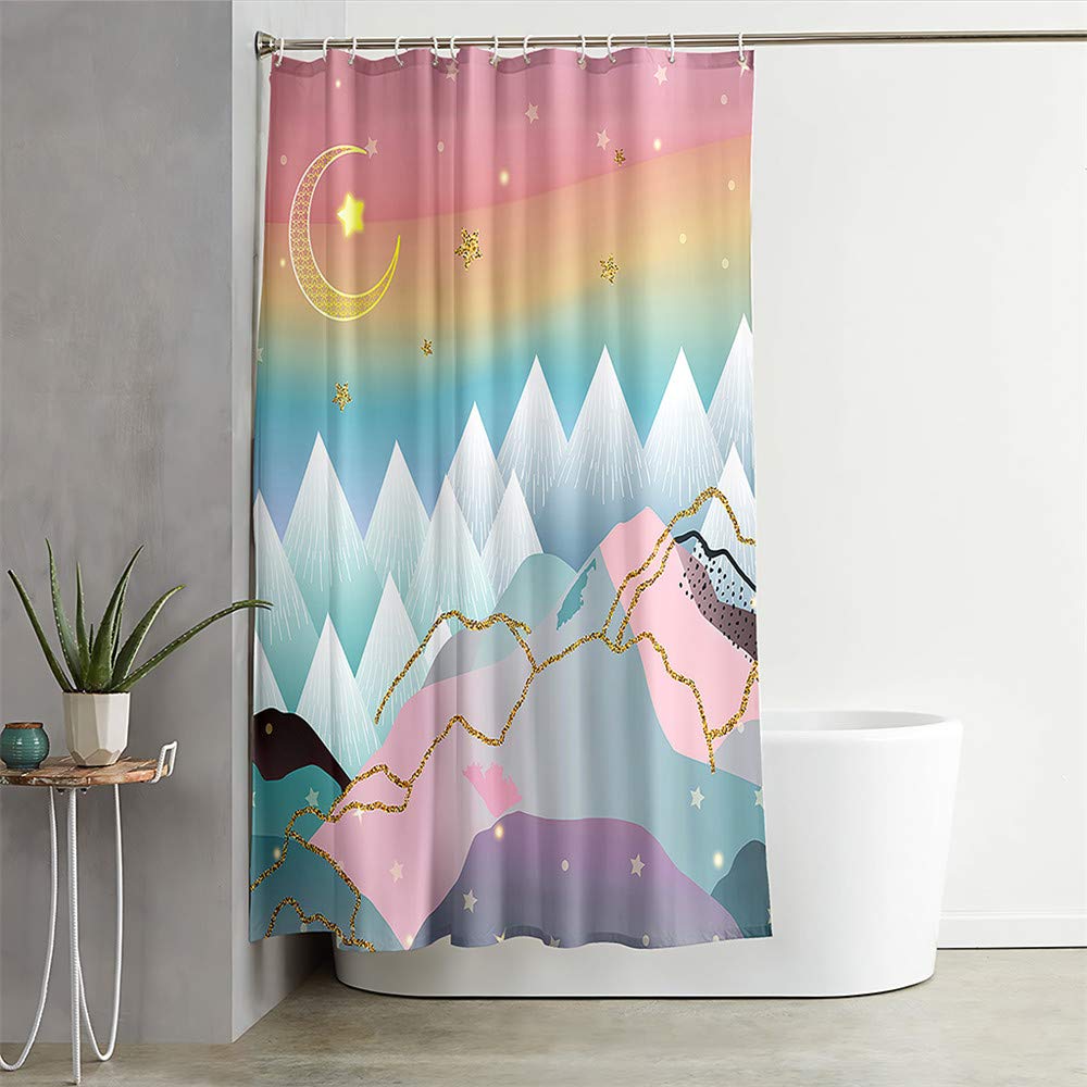 Oduo Tende da Doccia Antimuffa Tenda da Doccia 3D Fiori Floreale Stampa Tende per Vasca da Bagno Poliestere Impermeabile Tende da Doccia Tenda da Bagno con 12 Ganci (Margherite Bianche,90x180cm