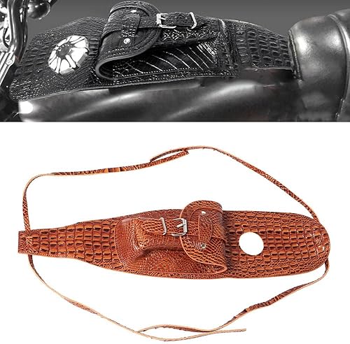 Miniatura 2 de Newsmarts Gas Fuel Tank Bag, Motorcycle Dash Console Center Pouch PU Leather Brown Bag For Harley Sportster models, XL883 XL1200, 48,72