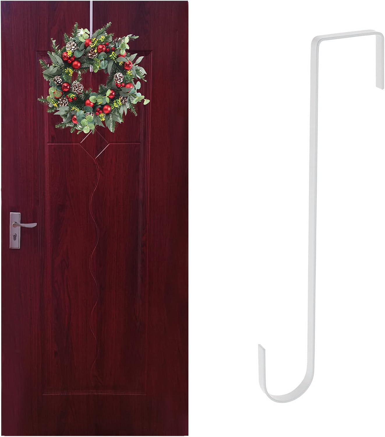 ZningEsxi 12" Wreath Hanger Front Door Wreath Metal Hook for Christmas