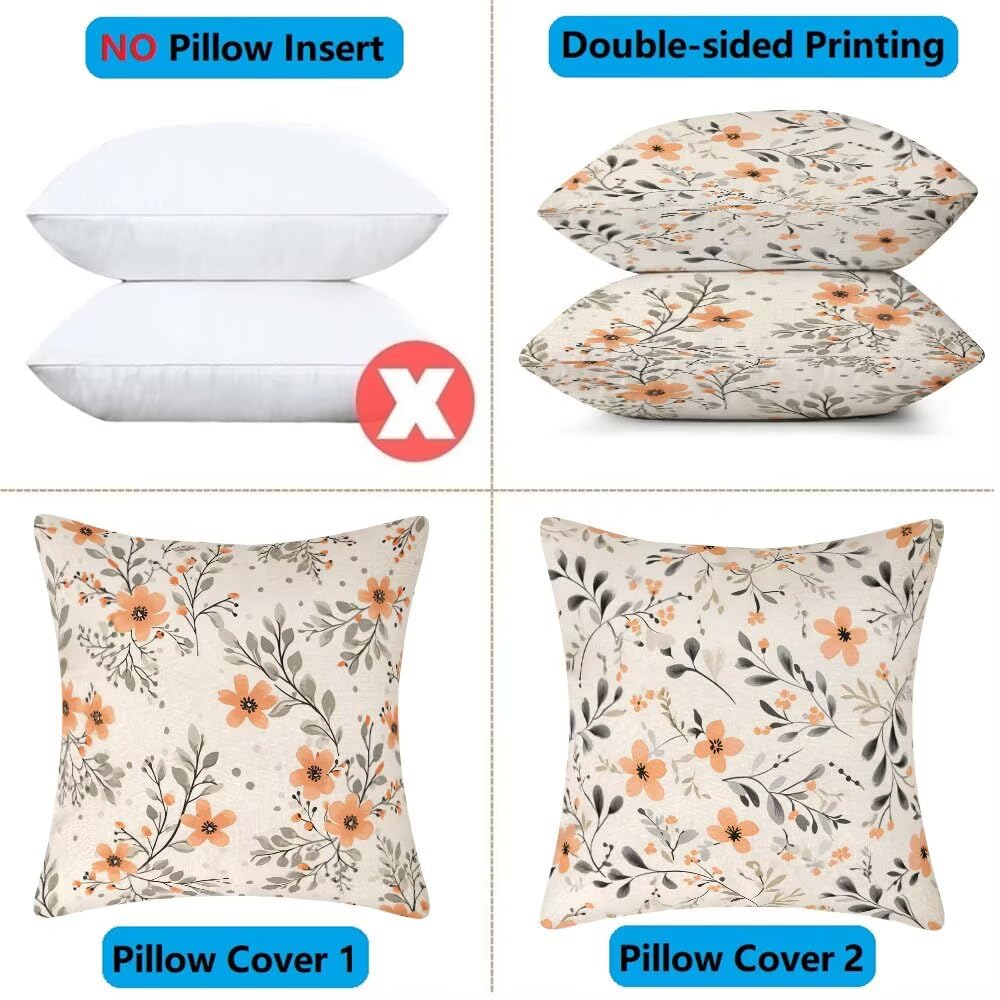Federe Cuscini da Esterno Impermeabili 65x65 Primavera Copri Cuscini per Divano Floreale Federa Cuscino Nordico Decorativi Copricuscini per Divano Giardino Soggiorno Copricuscino Set di 2 (IU89)
